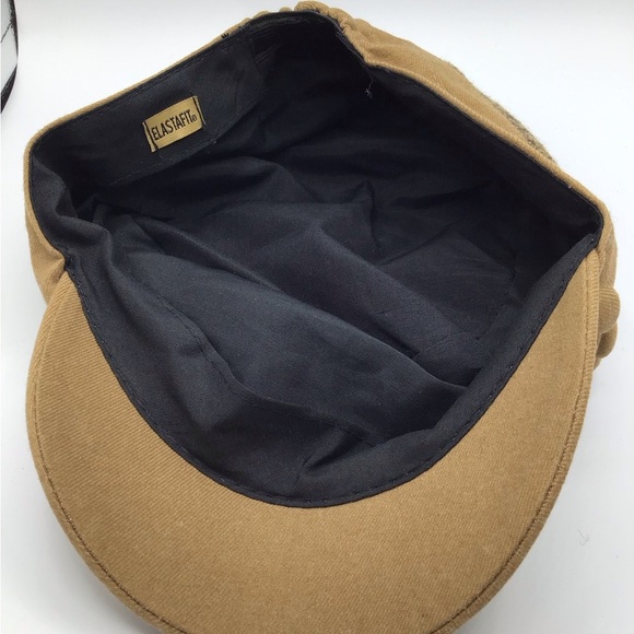 Women's Brown Baker Boy Hat Mixed Tweed & Fabric with 3 buttons on right side - Picture 8 of 9